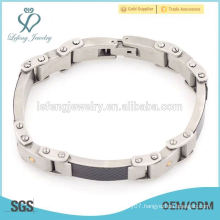 Silver & black 9.8mm metal bracelet stainless steel fashion bracelet 2015 jewelry for man